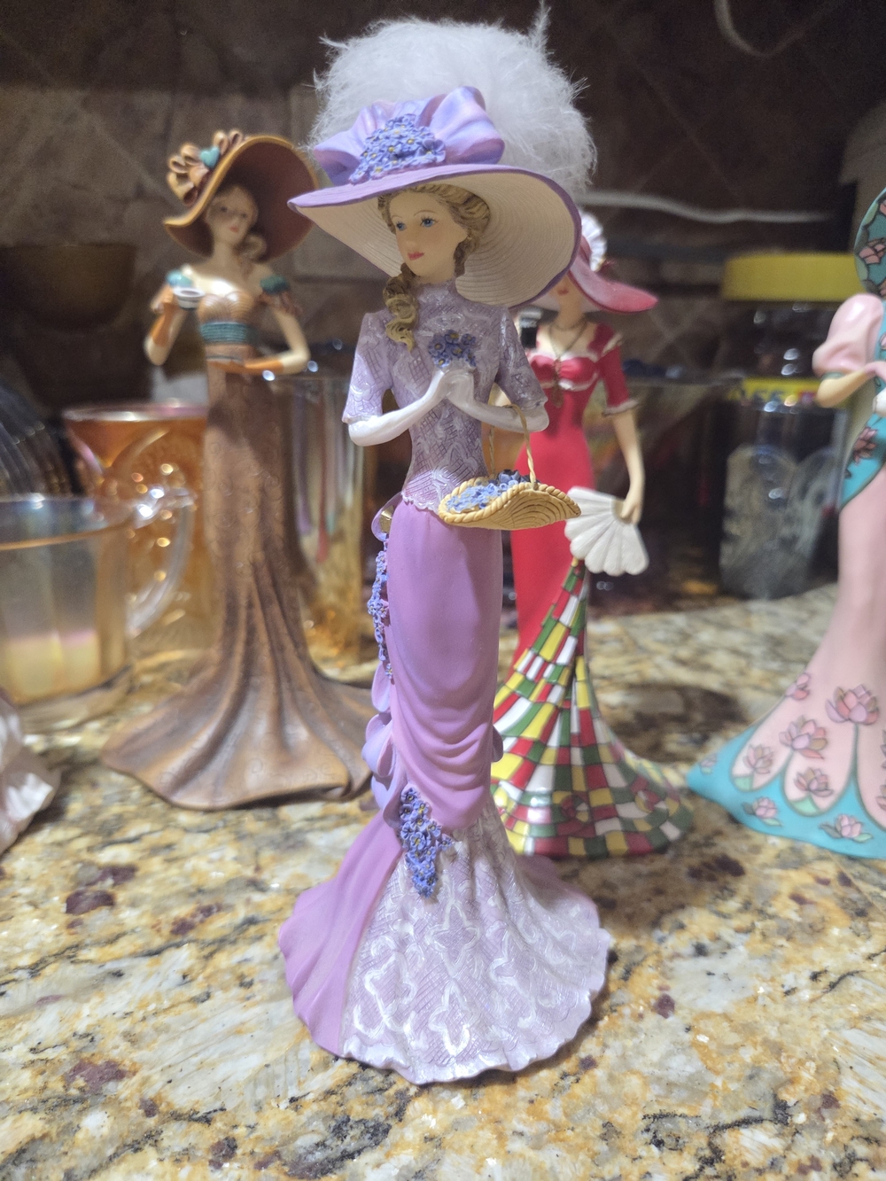 Thomas Kinkade Caring Companion Figurine Purple & Pink